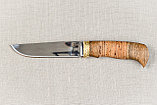 Охотничий нож «Куница» из нержавеющей стали 65х13, рукоять латунное литье, береста, орех. Подарок мужчине., фото 4