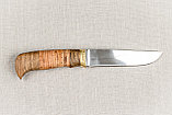 Охотничий нож «Куница» из нержавеющей стали 65х13, рукоять латунное литье, береста, орех. Подарок мужчине., фото 5