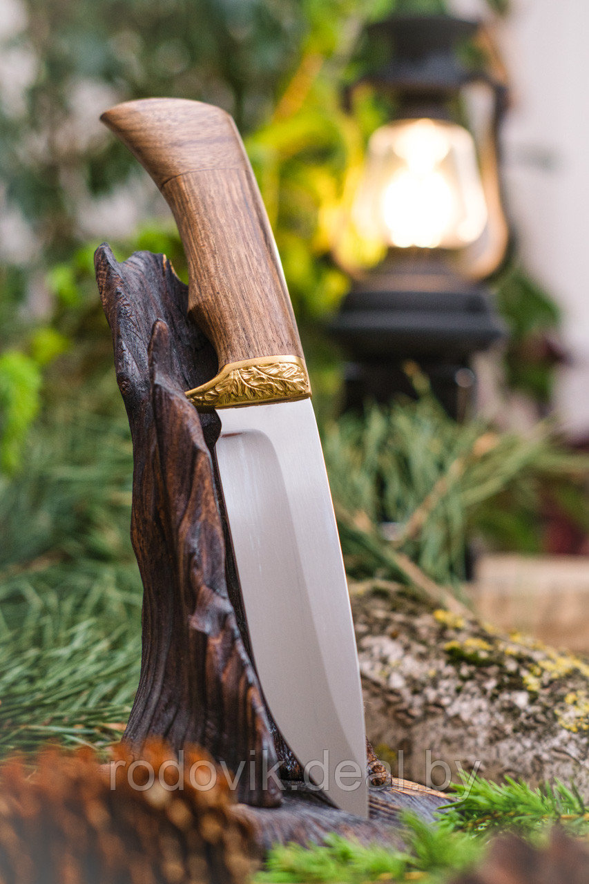 Охотничий нож «Лазутчик» из нержавеющей стали 65х13 , рукоять латунное литье, ценные породы дерева. - фото 1 - id-p217999130