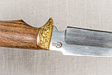 Охотничий нож «Следопыт» из нерж. стали 65х13 , рукоять латунное литье, ценные породы дерева. Подарок мужчине., фото 6