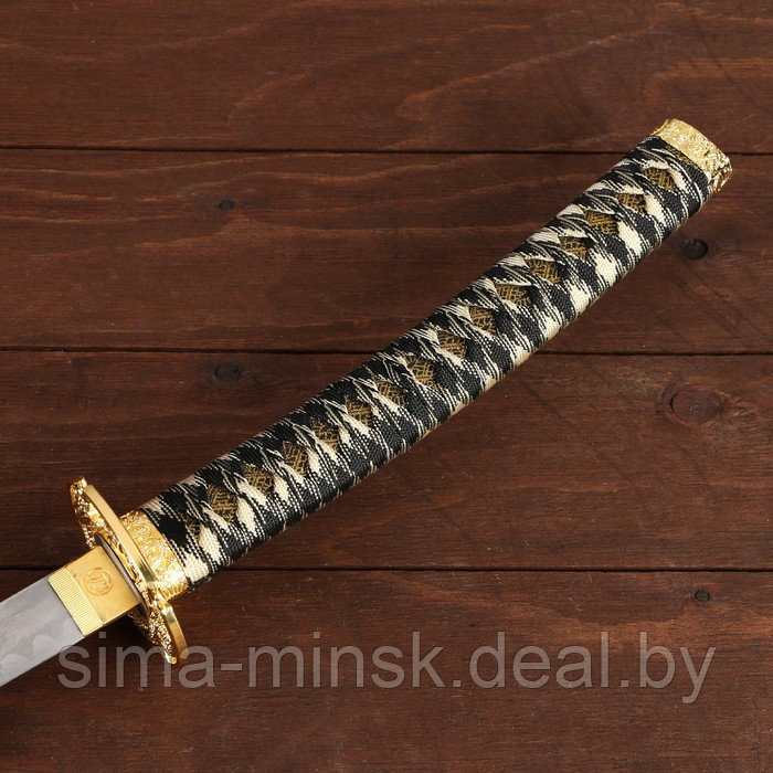 Сувенирное оружие «Катана», чёрные ножны, золотистая обмотка, 102 см - фото 3 - id-p217999266