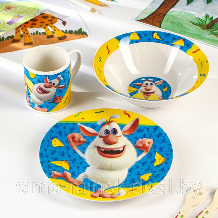 Набор детской посуды «Буба»: 3 предмета: кружка 240 мл, миска d=18 см, тарелка d=19 см - фото 1 - id-p217999377