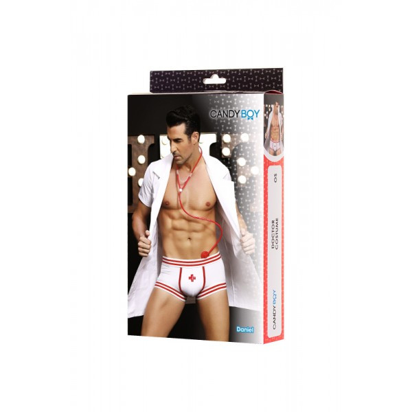 Костюм доктора Candy Boy Daniel (халат, боксеры, стетоскоп, значок), бело-красный, OS - фото 6 - id-p190858259