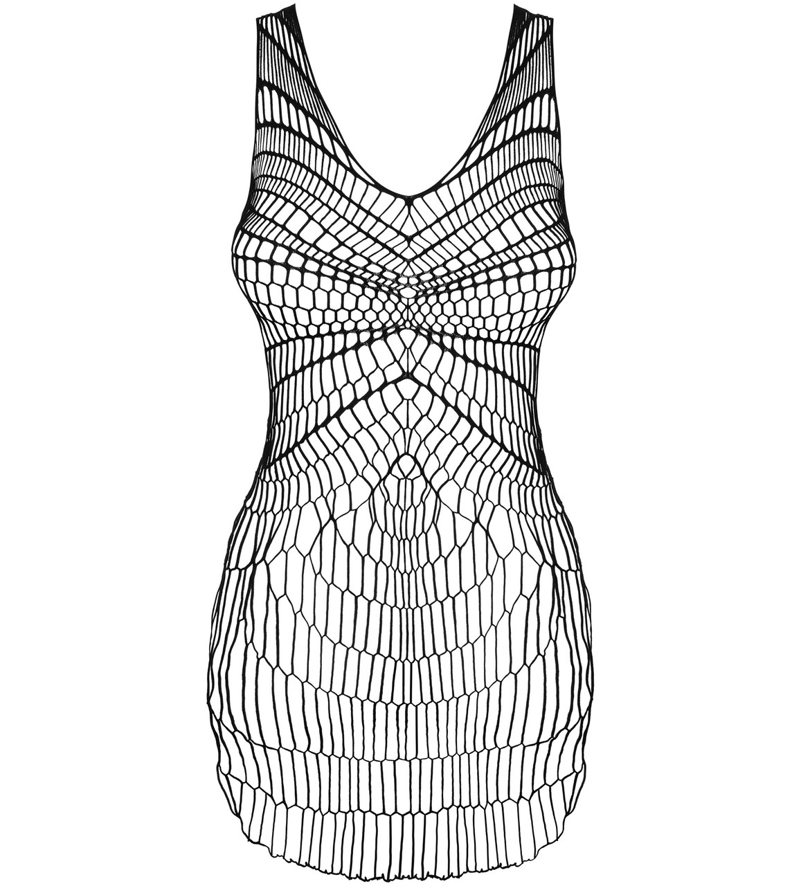 Черное мини-платье в сеточку и разрезами по бокам OS - фото 5 - id-p208521211