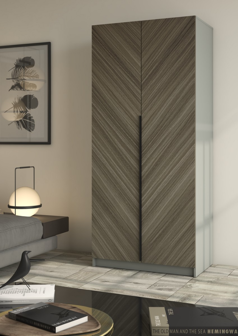 Шкаф Борн ШК-001 со штангой - Шиншилла серая / Орех Американский Мокко (МК Стиль)