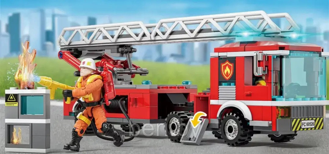 XJ-829 Конструктор City Техника Пожарная машина с лестницей, 348 деталей - фото 4 - id-p218005171