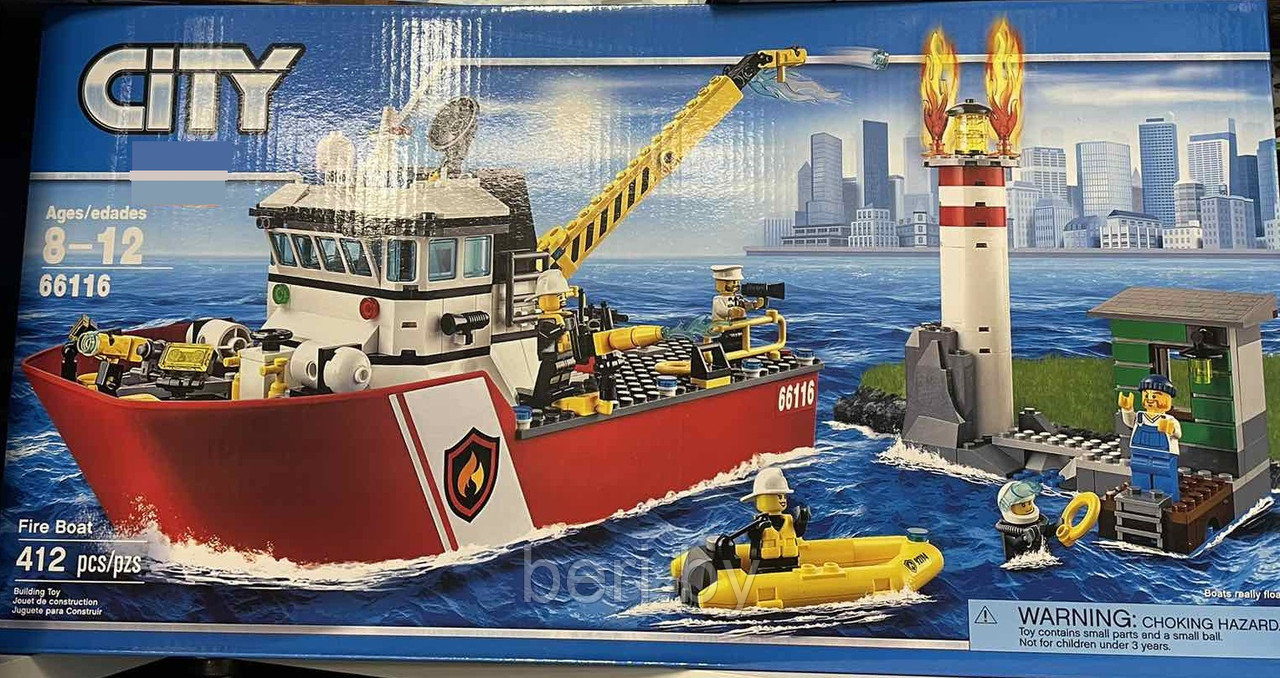 Конструктор Cities "Пожарный катер" 412 деталей, аналог Lego City 60109 - фото 1 - id-p218009065