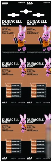 Батарейка AAA LR03 Duracell Алкалайн 16 шт в блистере (4х4) - фото 1 - id-p218019313