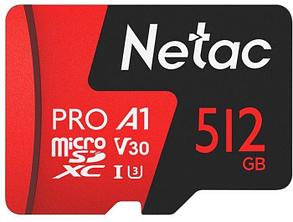 Карта памяти Netac MicroSDXC 512GB V30/A1/C10 Netac P500 Extreme Pro с адаптером