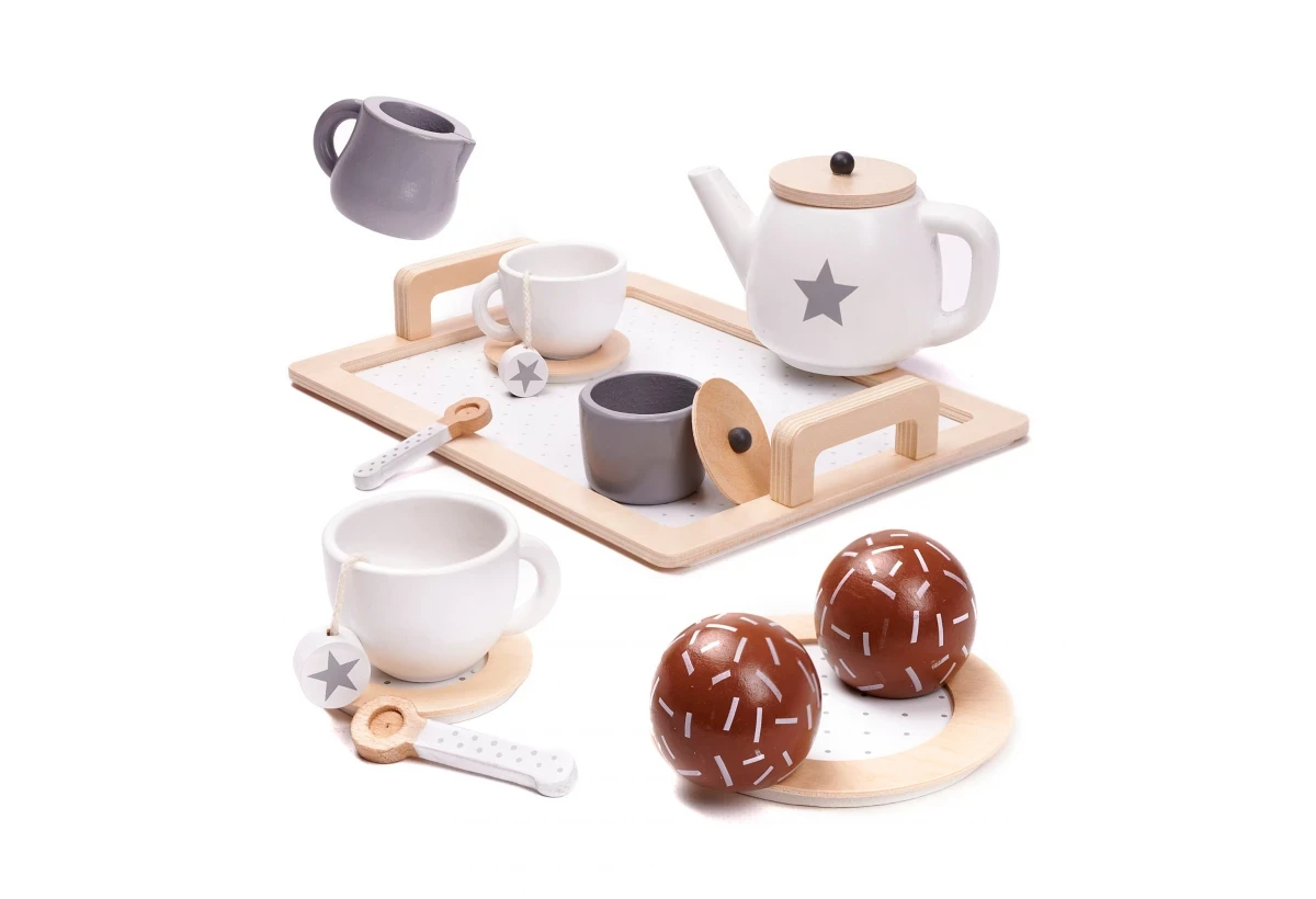 Набор игрушечной детской посуды деревянный "Чаепитие" - фото 8 - id-p218039949