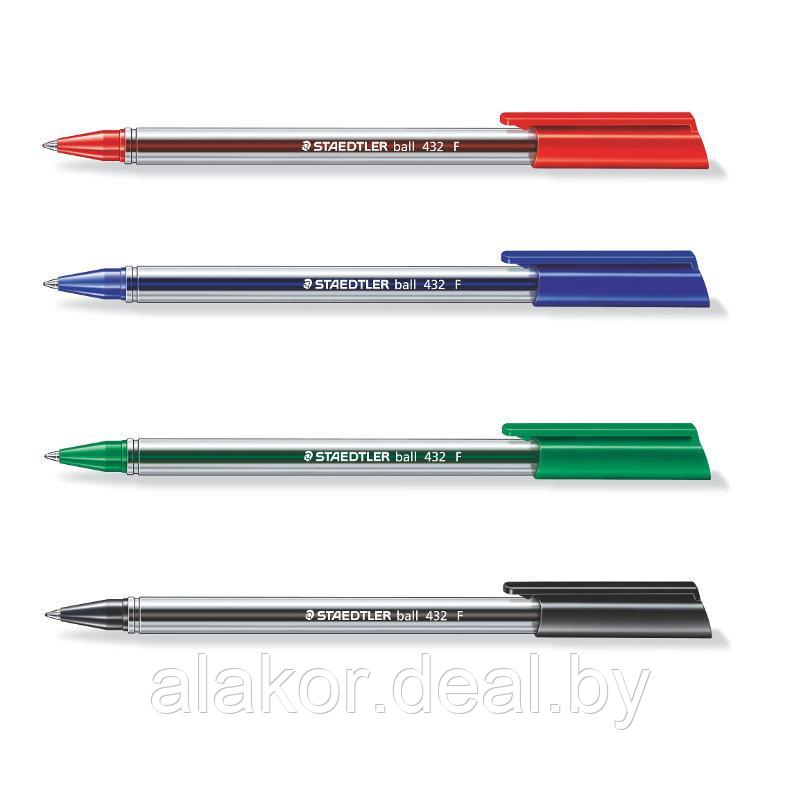 Ручка шариковая STAEDTLER ball 432 F, цвет красный, корпус прозрачный, 0.3мм - фото 1 - id-p218041383
