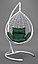 Подвесное кресло-кокон SEVILLA ротанг белый, подушка зеленая, фото 3