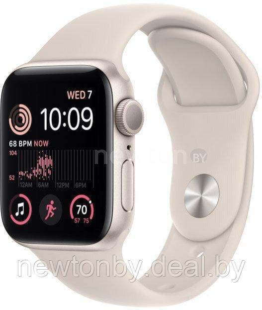 Умные часы Apple Watch SE 2 40 мм (алюминиевый корпус, звездный свет/звездный свет, спортивный силиконовый
