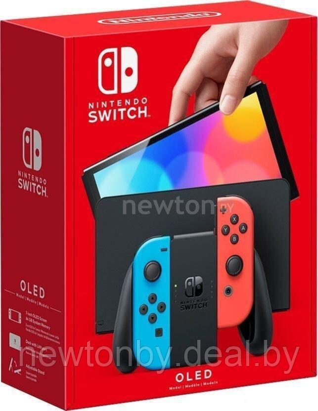 Игровая приставка Nintendo Switch OLED (черный, с неоновыми Joy-Con) - фото 1 - id-p213646347