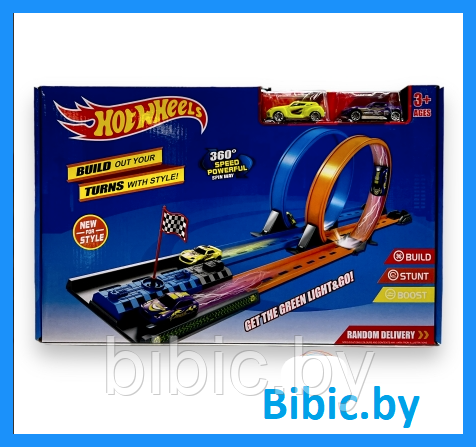 Трек Хот вилс Hot wheels с трамплином автозапуском, трасса для машин HW11, игрушки автотрек гоночный  Хотвилс