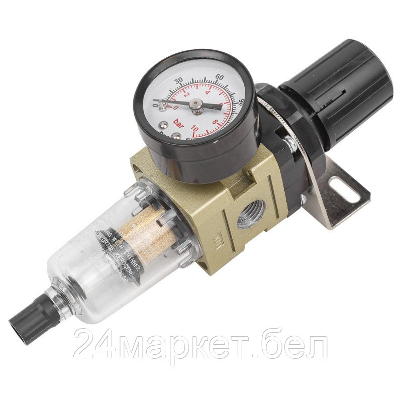 Фильтр-регулятор мини с индикатором давления для пневмосистем 1/4"(10Мк, 550 л/мин, 0-10bar,раб. температура - фото 1 - id-p218049472