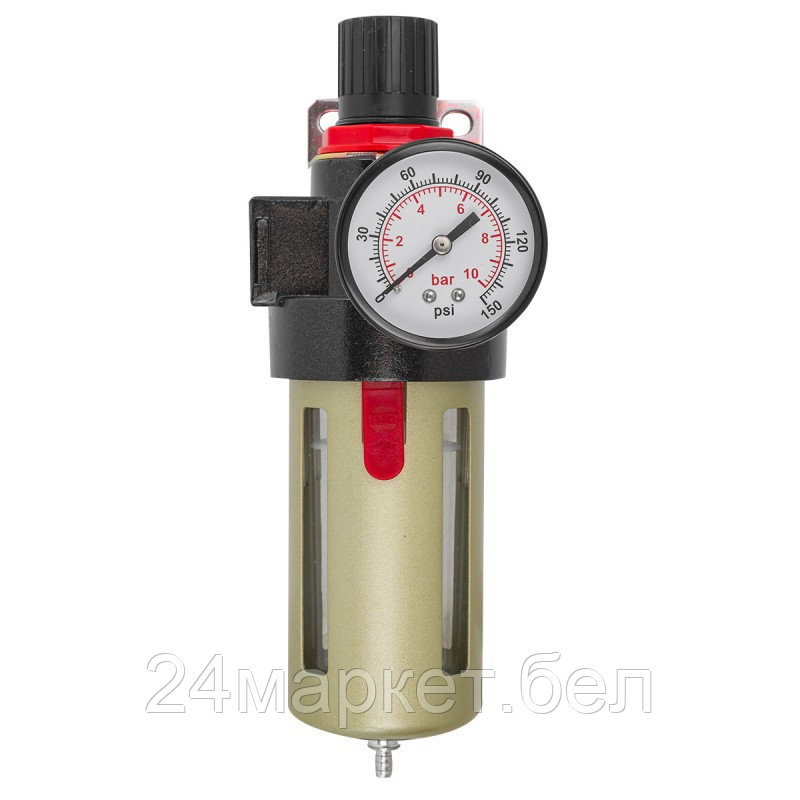 Фильтр-регулятор с индикатором давления для пневмосистем 3/8''(10Мк, 1400 л/мин, 0-10bar,раб. температура - фото 2 - id-p218049479