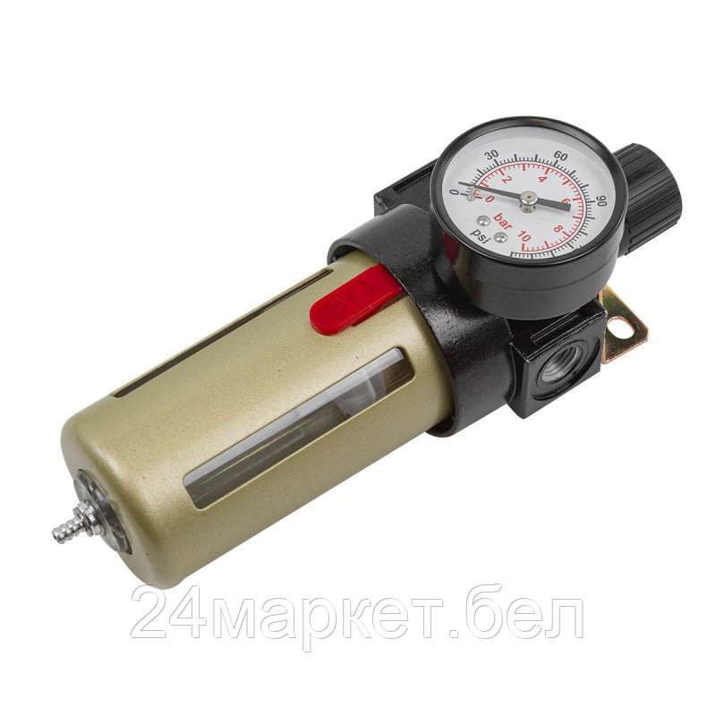 Фильтр-регулятор с индикатором давления для пневмосистем 1/4''(10Мк, 1400 л/мин, 0-10bar,раб. температура