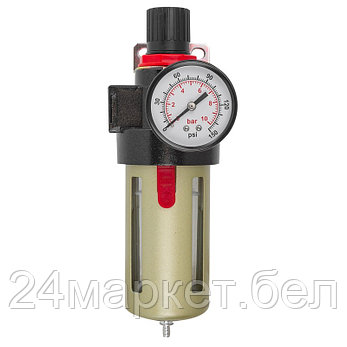 Фильтр-регулятор с индикатором давления для пневмосистем 1/4''(10Мк, 1400 л/мин, 0-10bar,раб. температура, фото 2