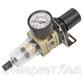 Фильтр-регулятор мини с индикатором давления для пневмосистем 1/4"(10Мк, 550 л/мин, 0-10bar,раб. температура