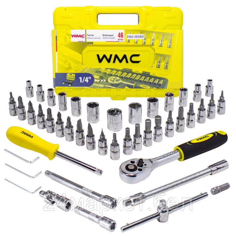 Набор инструмента 46пр. 1/4''(6-гран.)(4-14мм) WMC TOOLS WMC-2462-5 EURO