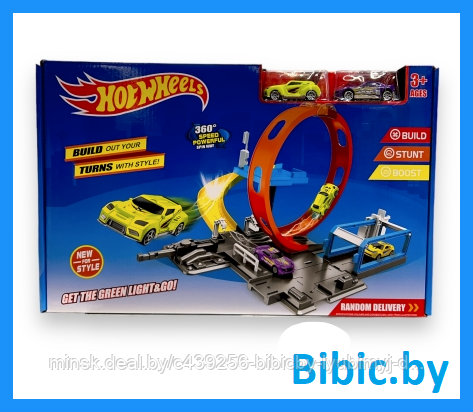 Трек Хот вилс Hot wheels с трамплином автозапуском, трасса для машин HW15, игрушки автотрек гоночный  Хотвилс