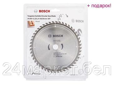 BOSCH Китай Диск пильный 190х20 мм 48 зуб. по дереву ECO WOOD BOSCH (твердоспл. зуб)