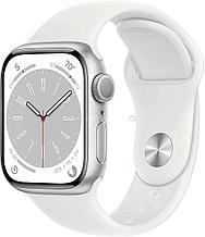 Умные часы Apple Watch Series 8 41 мм (алюминиевый корпус, серебристый/белый, спортивные силиконовые ремешки