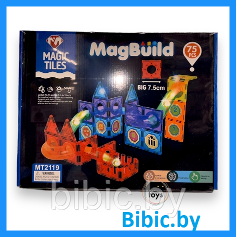 Детский магнитный конструктор Magic Tiles MT2119 75 деталей, игра головоломка для детей, настольная игра