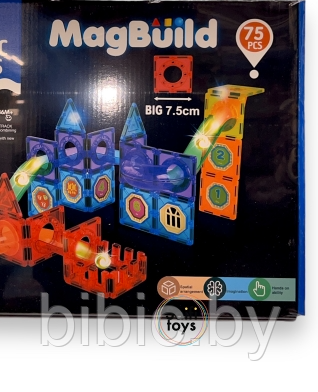 Детский магнитный конструктор Magic Tiles MT2119 75 деталей, игра головоломка для детей, настольная игра - фото 4 - id-p218060672