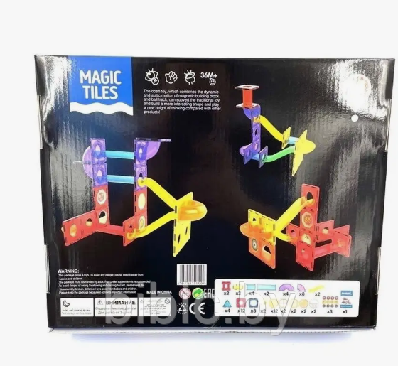 Детский магнитный конструктор Magic Tiles MT2119 75 деталей, игра головоломка для детей, настольная игра - фото 6 - id-p218060672