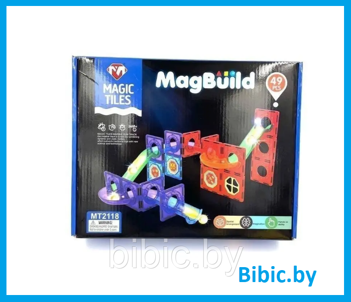 Детский магнитный конструктор Magic Tiles MT2118 49 деталей, игра головоломка для детей, настольная игра