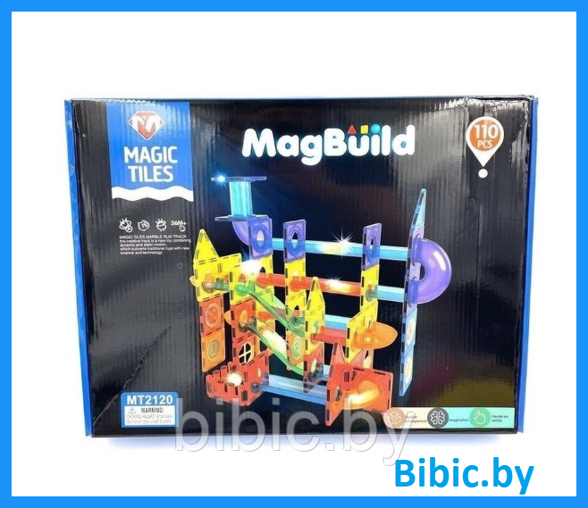 Детский магнитный конструктор Magic Tiles MT2120 110 деталей, игра головоломка для детей, настольная игра