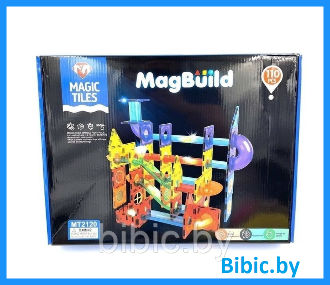 Детский магнитный конструктор Magic Tiles MT2120 110 деталей, игра головоломка для детей, настольная игра - фото 1 - id-p218060691