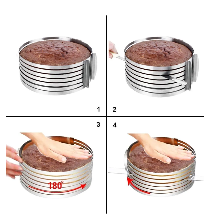 Раздвижное кольцо для торта или салата Cake Ring 16-30 см с прорезями - фото 3 - id-p106498419