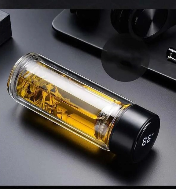 Стеклянный термос Magic с индикатором температуры и ситечком 350 мл. / Бутылка из боросиликатного стекла - фото 2 - id-p218061884