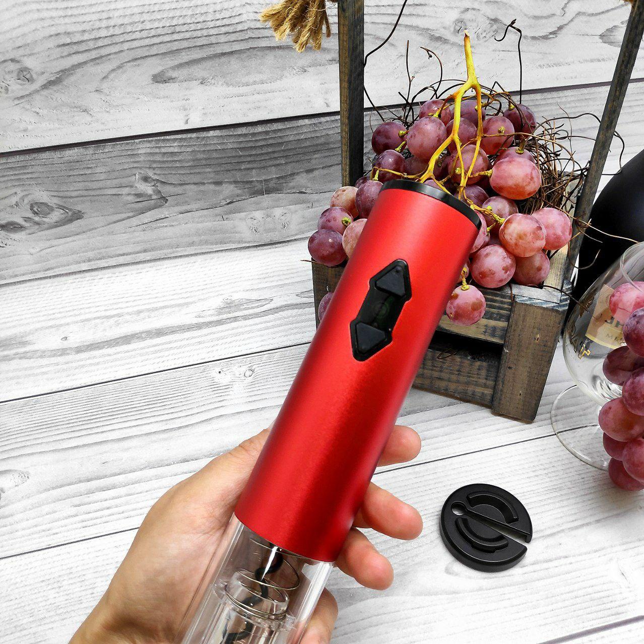 Электрический штопор для вина Majesty с круглым ножом для удаления фольги 23.5 см., Красный - фото 6 - id-p218061890