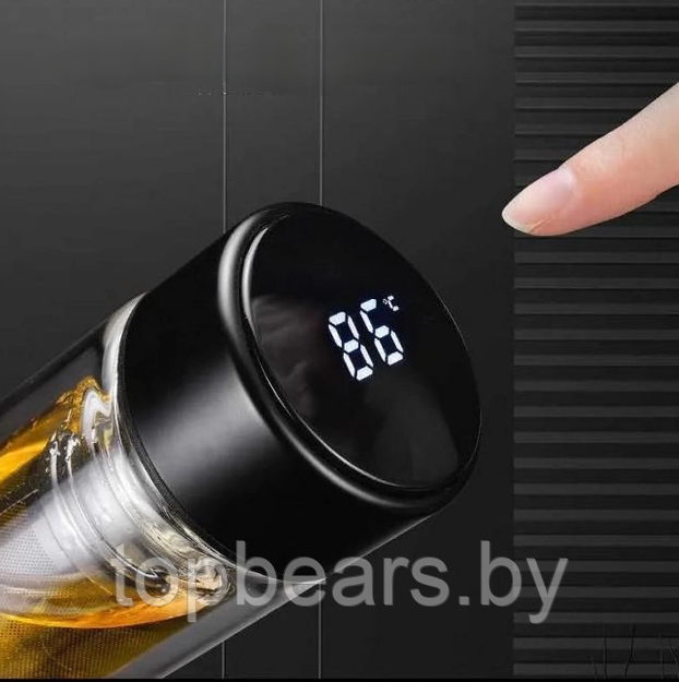 Стеклянный термос Magic с индикатором температуры и ситечком 350 мл. / Бутылка из боросиликатного стекла - фото 4 - id-p218062581