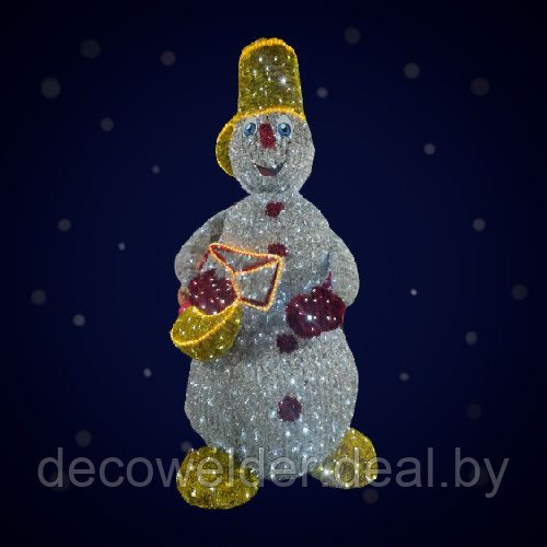 Светодиодный Снеговик 2м в мишуре - 3D - фото 1 - id-p191819305