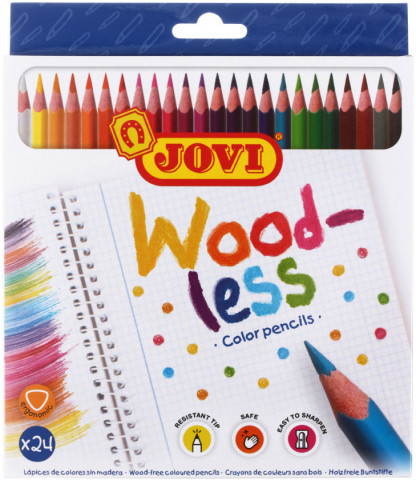 Карандаши цветные Jovi Wood-Less 24 цвета, длина 175 мм - фото 1 - id-p218074884