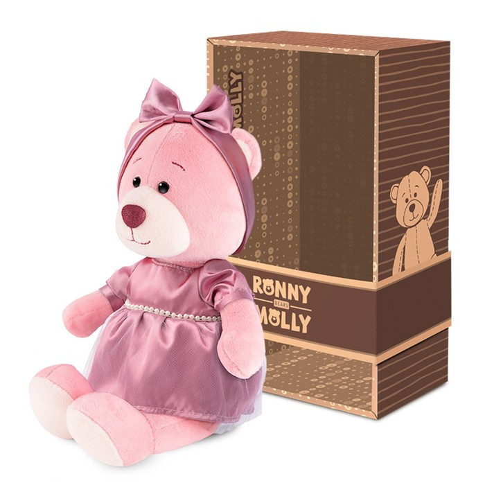 Мягкая игрушка "Мишка Молли в лиловом платье с бусинками", 21 см RM-M020-21 - фото 2 - id-p218076028
