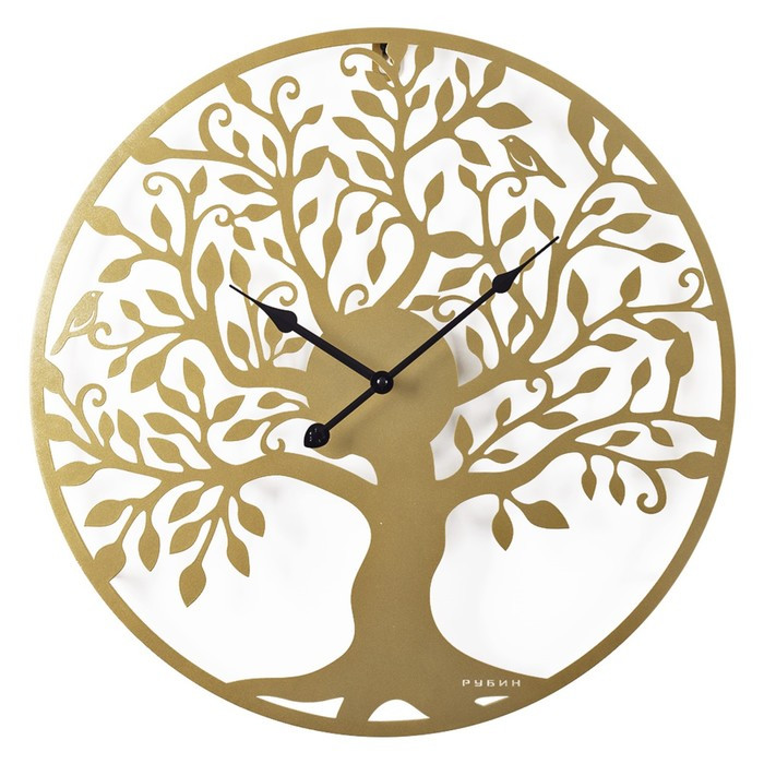 Часы настенные из металла "Дерево жизни" , d-50 см, золото - фото 1 - id-p218076687