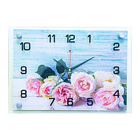 Часы настенные, серия: Цветы "Букет роз" 25х35 см