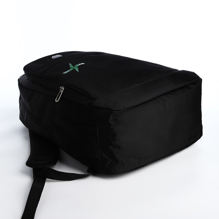Рюкзак 35*18*50 см, отд на молнии, 2 н/кармана, 2 б/кармана, черный/зеленый - фото 3 - id-p218077269