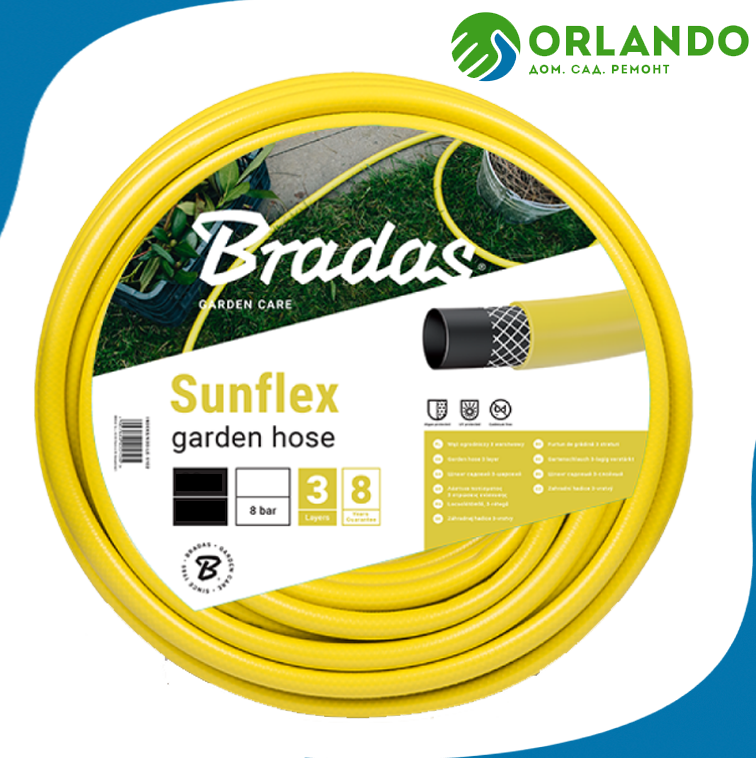 Bradas sunflex 5/8" 30 м. Шланг садовый поливочный Брадас санфлекс
