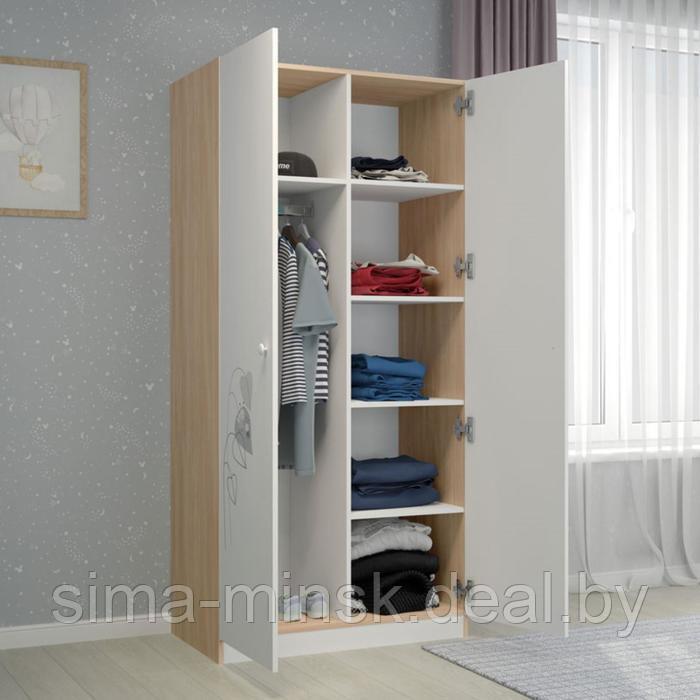 Шкаф French, двухсекционный, 190х89,8х50 см, цвет белый/дуб пастельный - фото 3 - id-p218080944