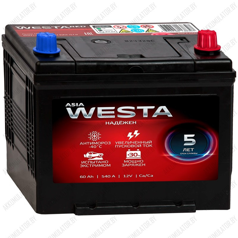 Аккумулятор Westa Asia / 60Ah / 540А - фото 1 - id-p218084460
