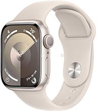 Умные часы Apple Watch Series 9 41 мм (алюминиевый корпус, звездный свет/звездный свет, спортивный силиконовый