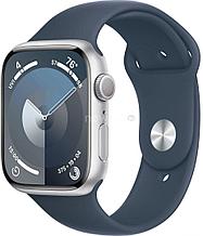Умные часы Apple Watch Series 9 45 мм (алюминиевый корпус, серебристый/грозовой синий, спортивный силиконовый