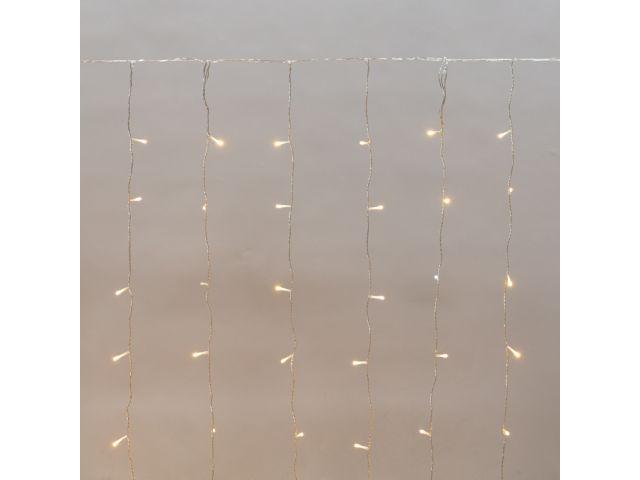 Гирлянда "Дождь" 2х1,5 м, 15 нитей, 10LED/нить, IP44, прозрачный ПВХ, цвет свечения теплый белый (мерцающий